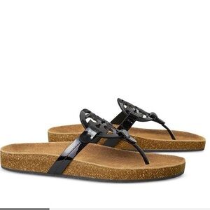 Miller Cloud Tory Burch Black and Brown Sandals US 8